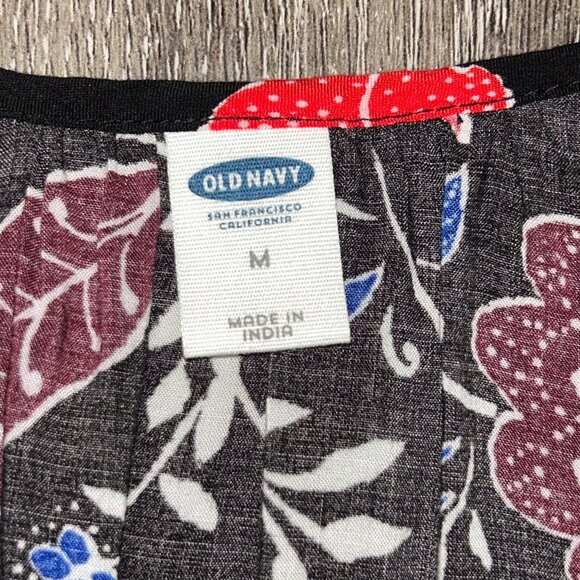 Old Navy Women’s Medium Black Floral V-Neck Long Sleeve Blouse Top Colorful - Picture 3 of 6